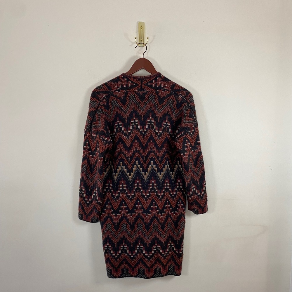 Lucky Brand Cardigan Sweater Open Front Aztec Pattern XS Western Wool Blend Cozy - Picture 5 of 7